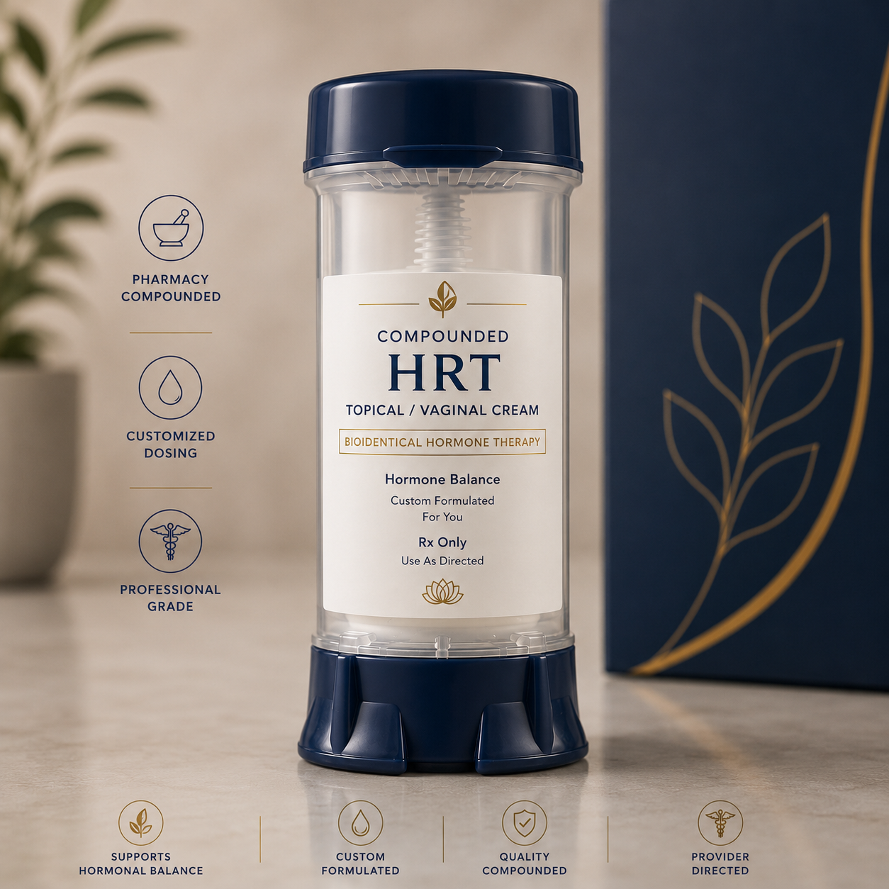 Compounded medication vial — Rx only, dispensed by licensed pharmacy